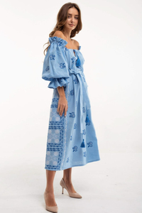 Venta al por mayor de Vestido corto ucraniano bordado con borlas Maxi vestido de aspecto vintage de manga larga vestidos de una pieza en artículos occidentales - Product Image 3