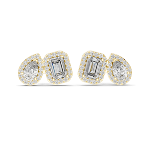 Boucles d'oreilles en diamant de laboratoire 3,906 CT, taille coussin et poire, or 18 carats, 14 carats, 10 carats et argent 925, or rose, or jaune, or blanc - Product Image 5