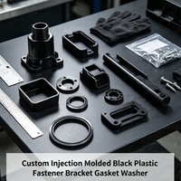 Support de fixation en plastique noir moulé par injection sur mesure, joint et rondelle pour accessoires de montage de panneaux d'équipements industriels