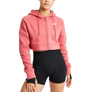 Women Cropped Zipper <b>Hoodie</b> Premium Quality Fabric 100% Cotton OEM Service ODM Design <b>Trendy</b> <b>Hoodie</b> Embroidery Logo Design - Product Image 1
