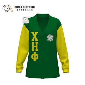 เสื้อคาร์ดิแกนปักลายเชนิลล์ 100% ผ้าฝ้าย สำหรับสมาคมนักศึกษากรีก Chi Eta Phi แบบสั่งทำขายส่ง คุณภาพสูง หนา - Product Image 3