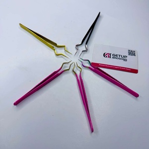 Pince à cils GETUP BROSONS IMPEX anti-magnétique et anti-statique, longueur 10 mm, rose/or/noir, isolation personnalisée, couleur noire, en acier inoxydable - Product Image 4