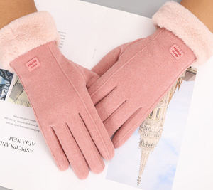 <b>Women</b> Winter Warm <b>Fleece</b> <b>Gloves</b> Soft Touch Screen Thermal Fashion <b>Gloves</b> with Plush Cuff - Product Image 2