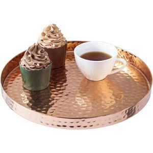 Creative Metal Gold Plated Hammered Fruit Pattern Modern Multi-Functional Durable Metal Serving <b>Tray</b> for Serving <b>Drinks</b> Decor - Product Image 2