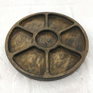 Plato redondo dividido de madera de acacia con 3 secciones, plato de alimentación ecológico para niños pequeños, plato de madera natural para aperitivos, plato de comida - Product Image 3