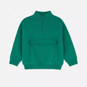 Custom Kids Fleece Hooded Casual Tracksuit Green Half Zip Pullover and Jogger Set Winter Outfit <b>Toddler</b> Clothing - Product Image 3