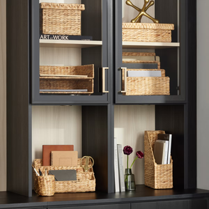 Vintage Essentials Hand Woven Natural <b>Water</b> <b>Hyacinth</b> Eco-Friendly Document Holder Magazine Rack Organizer Handles Wholesale - Product Image 4