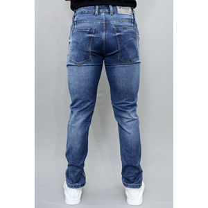 Jeans Azules Elásticos de Tiro Medio para Hombre, Estilo Urbano Personalizado - Product Image 2