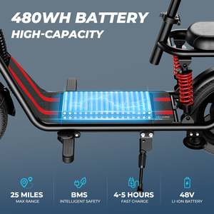 สกู๊ตเตอร์ไฟฟ้า Windhorse C3 500W - ระยะทางวิ่ง 25 ไมล์ ความเร็วสูงสุด 22 ไมล์ต่อชั่วโมง รับน้ำหนักได้ 330 ปอนด์ - Product Image 4