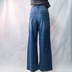 Wide Leg Ripped <b>Jeans</b> for <b>Women</b> Denim Trousers Washed Full Length Casual Streetwear - Product Image 3
