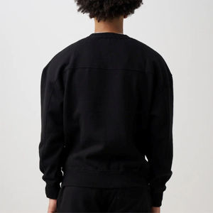 Custom Logo High Quality <b>Men's</b> <b>Black</b> Fleece Crewneck Sweatshirt Soft and Pullover Casual Wear - Product Image 2