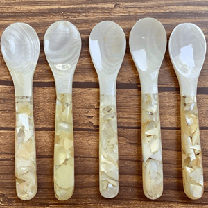 Coque naturelle Fourchette à glace Crème Café Caviar Cuillère Nacre Coquillages Cuillères à remuer Cuillère à thé Artisanat Outil de cuisine - Product Image 5
