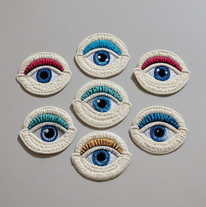 Brassard brodé broderie sac à dos étiquetage broderie <span class=keywords><strong>autocollant</strong></span> magique fantaisie sourire Chenille <span class=keywords><strong>Patch</strong></span> <span class=keywords><strong>tissu</strong></span> yeux Style patchs - Product Image 4