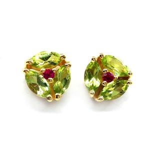 Pendientes de plata de ley 925 con gemas de peridoto para mujer, pendientes de moda chapados en oro - Product Image 5