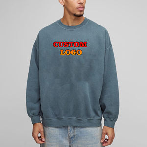 Streetwear avec logo imprimé personnalisé Sweats à capuche et sweat-shirt couleur unie à col ras du cou coupe ample poids lourd 100% coton Basics - Product Image 1