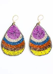 Boucles d'oreilles pendantes en perles brodées de style indien - Product Image 4