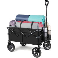 Chariot pliable robuste en nylon à quatre roues avec poignée rebondissante, pour le shopping, le rangement, personnalisable, conception OEM, utilisation à la plage