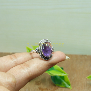 Anillo de Amatista, Anillo de Plata de Ley 925, Anillo de Compromiso, Anillos de Boda para Mujer, Regalo de Navidad o Cumpleaños - Product Image 6