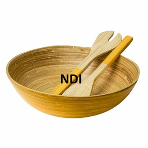 Enamel Finishing Household Catering Serving Bowl Customized Fruit Salad Server Bowl Pasta Or <b>Noodles</b> Serving Wooden Bowl - Product Image 2
