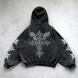 Sweat-shirt à capuche unisexe en coton, coupe ample, décontracté, avec impression de logo personnalisé, délavage acide, tissu 500 g/m², 400 g/m² - Product Image 4
