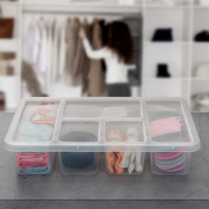 Récipient de stockage de nourriture en plastique à 5 compartiments 2500 ml Organisateur de réfrigérateur hermétique blanc fabriqué en Inde - Product Image 1