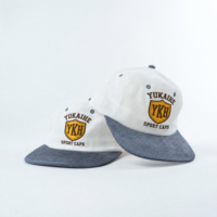 Casquette de baseball unisexe personnalisée en velours côtelé à 6 panneaux, visière plate, non structurée, avec logo brodé et boucle réglable, vente en gros