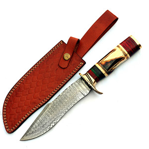 Galway Grove มีดล่าสัตว์ดามัสกัสเกรดอุตสาหกรรมทำด้วยมือมีสลักที่จับตกแต่งคลิปใบมีดแบบคงที่เพื่อความอยู่รอดกลางแจ้ง - Product Image 1