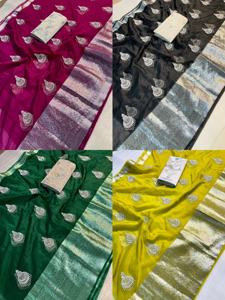 Nouveau magnifique Look réception porter Dola soie broderie travail Saree avec chemisier pièce Inain femmes portent Sari bas prix en gros - Product Image 5