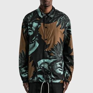 Coupe-vent d'hiver personnalisé pour hommes, imprimé graphique intégral, bordures élastiques en couleur, veste de survêtement surdimensionnée 100% polyester avec support - Product Image 1