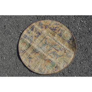 Antiguo Beige verde 1,8X1,8 pies alfombra turca de lana Patchwork sala de estar alfombra de látex Rectangular Aubusson para pasillo cabecera - Product Image 2