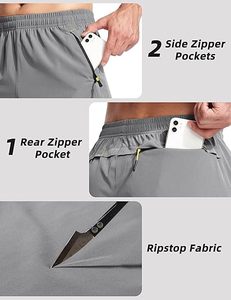 Pantalones cortos de entrenamiento para hombre, fabricante OEM, pantalones cortos de entrenamiento activos de secado rápido con bolsillo para teléfono, cintura elástica personalizada - Product Image 3