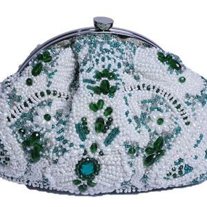 Sac à main de soirée pour femme en daim, style bohème vintage, broderie perlée, cadeau de mariage de créateur - Product Image 1