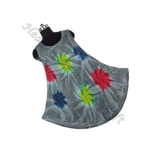 Último Tie Dye Maxi vestido de mujer señora elegante escote redondo sin mangas rayón Maxi vestido Tie Dye largo Maxi vestido hecho a mano - Product Image 5