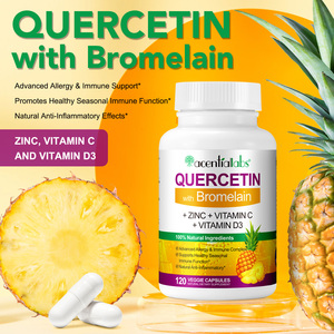 Quercetina capsule 120 conteggio vegetariano bioflavonoidi complemento complesso supporta il sistema immunitario quercetina con bromelina - Product Image 2