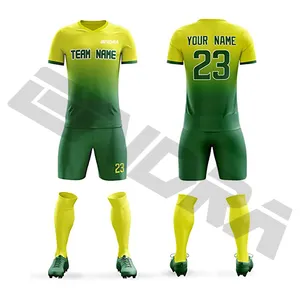 Wholesale 100% Polyester Cheap Sublimation Football Jerseys Kits Custom Mens Soccer Uniforms in Solid Color Sublimation