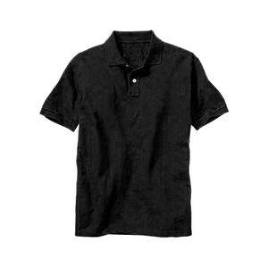 Polo à manches courtes pour homme en coton mélangé noir pur, confortable, respirant, design personnalisé, t-shirt décontracté, certifié SEDEX - Product Image 1