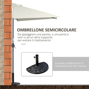 Outsunny-Paraguas montado en la pared con apertura de manivela, color crema - Product Image 6