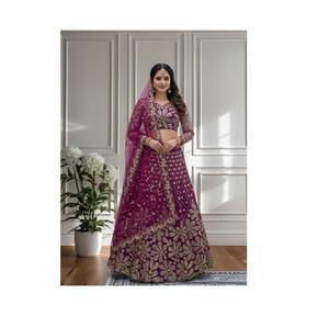 Vente en gros de filet de luxe papillon doux pour mariée Lehenga Choli avec séquence de broderie Zari Work for Women Wedding and Party Wear Use - Product Image 1