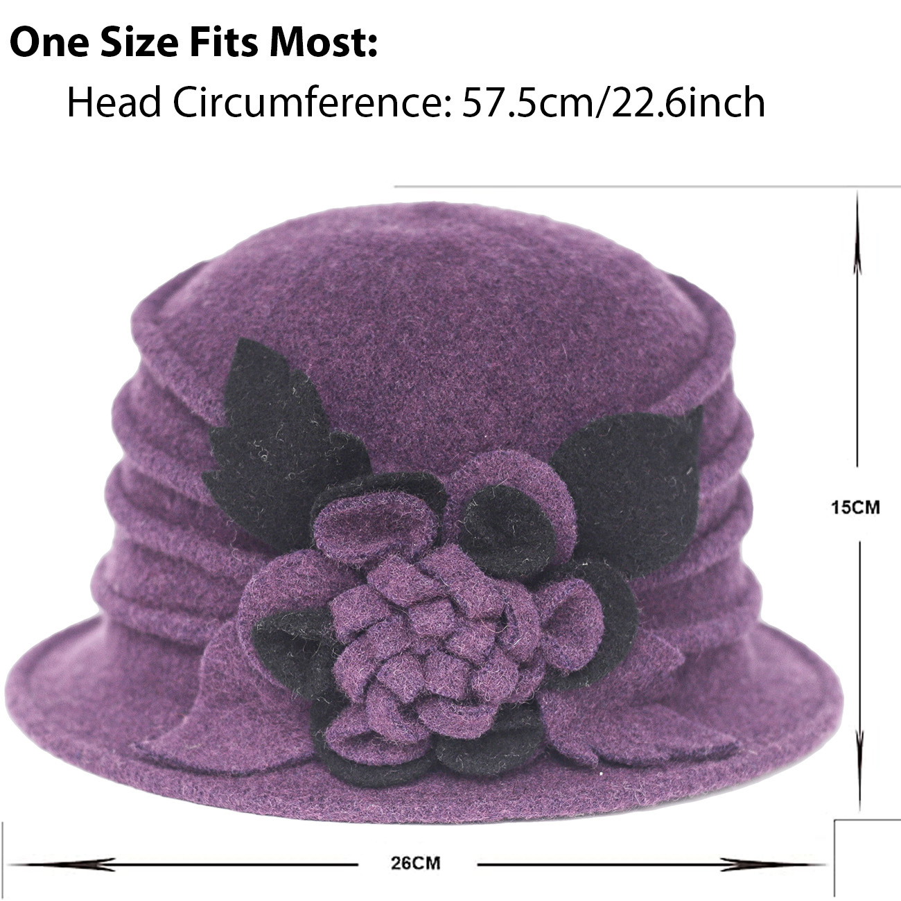 MY ONLY One Size Women\'s 100% Wool Purple Cloche Formal Retro Preppy Hat 1920s Vintage Cloche Hat for Women | Wool Trilby Style Hat  main image 4