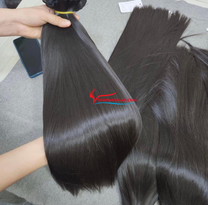 Extensión de cabello humano virgen vietnamita hueso recto color negro natural máquina trama muy alta calidad - Product Image 1