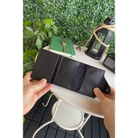 Dompet kartu pintar RFID kulit Vegan uniseks, dompet berkancing penutup kasual mekanisme otomatis penggunaan sehari-hari dompet kain merah