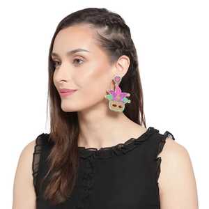 Compre Pendientes Bordados con Cuentas, Elegantes Pendientes Hechos a Mano con Cuentas de Semillas, Joyería Única de Moda, Diseño Creativo - Product Image 3