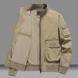 Chaqueta de Forro Polar de Algodón Estilo Nuevo 2026 para Hombre, Primavera-Otoño, Holgada, con Forro de Spandex, Cierre de Cremallera, Cuello Redondo, Color Sólido, Estilo Urbano - Product Image 2