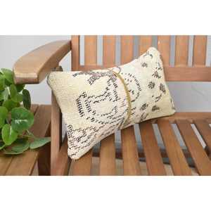 <b>Beige</b> 8x16 Inch Wool Needlepoint Patchwork Pillow Rustic Design Portable Decorative <b>Cushion</b> for Bedding Floors Woven Vintage - Product Image 2