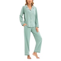 Ensemble de pyjama décontracté pour femme en microfibre de bambou, robe tissée, taille élastique, doux, respirant, manches longues, motif animalier