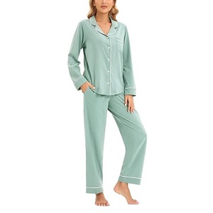 Ensemble de pyjama décontracté en coton pour femme, robe tissée, taille élastique, doux et respirant, idéal printemps-été-automne, motif lettres décontracté - Product Image 3