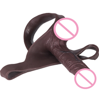 Nouveau design, pantalon en silicone souple et creux, noir, avec dos en T, pénis réaliste portable, gode pour l'amélioration de la taille masculine