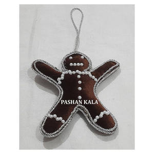 Adorno Navideño Colgante de Tela Bordada con Zari, Diseño Nuevo, Forma Personalizada, Hecho a Mano, Precio al por Mayor - Product Image 1