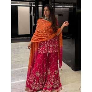 Nueva Colección de Salwar Kameez Moderno para Mujer, con Bordado Intenso, Diseño Reversible, Georgette Pesado para Todas las Temporadas, Diwali, Bodas - Product Image 1