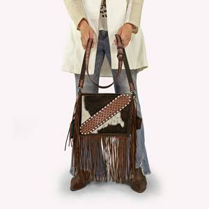 กระเป๋าสะพายพาดลำตัวหนังวัวแท้ของผู้หญิงทำมือสไตล์ตะวันตกที่ได้รับแรงบันดาลใจจากงานแฮนด์เมด - Product Image 3